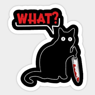 Cat What? Murderous Black Cat With Knife Sticker